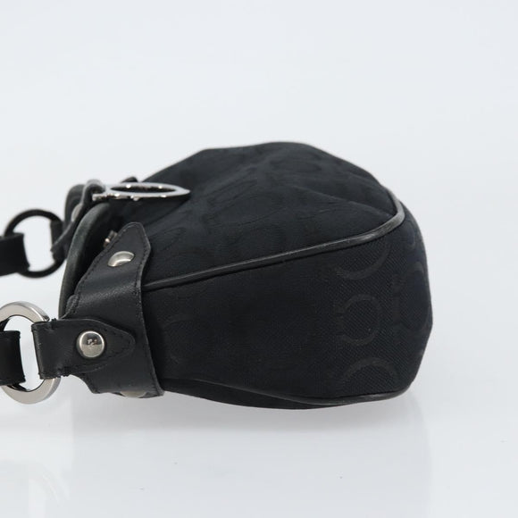 Salvatore Ferragamo Gancini Shoulder Bag Canvas Black Auth 160690A