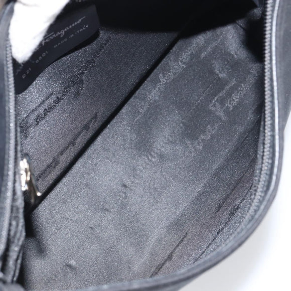 Salvatore Ferragamo Vala Shoulder Bag Nylon Black Auth 160693