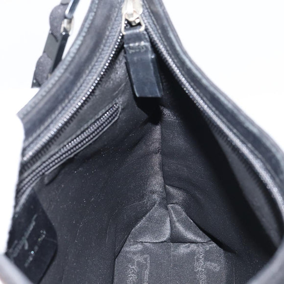 Salvatore Ferragamo Vala Shoulder Bag Nylon Black Auth 160693