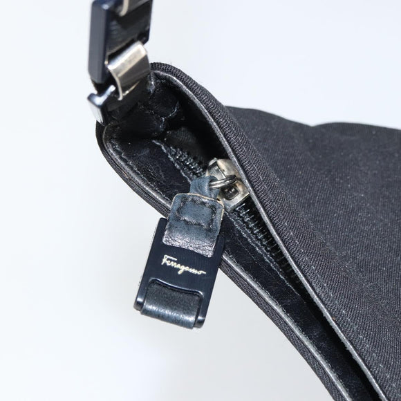 Salvatore Ferragamo Vala Shoulder Bag Nylon Black Auth 160694