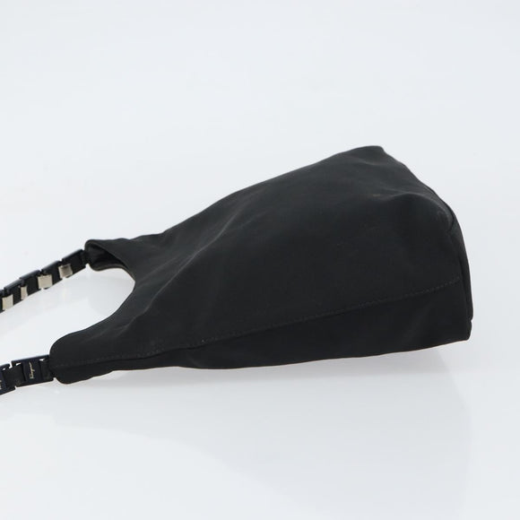 Salvatore Ferragamo Vala Shoulder Bag Nylon Black Auth 160694