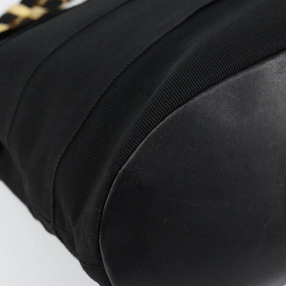Salvatore Ferragamo Vala Shoulder Bag Canvas Black Gold Auth 160695