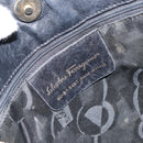 Salvatore Ferragamo Vala Shoulder Bag Canvas Black Gold Auth 160695-14