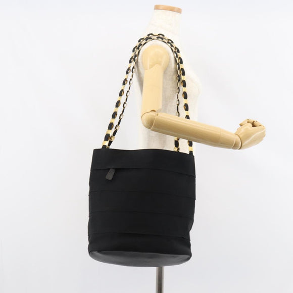 Salvatore Ferragamo Vala Shoulder Bag Canvas Black Gold Auth 160695