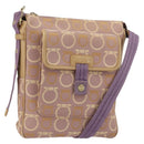 Salvatore Ferragamo Gancini Shoulder Bag Canvas Purple Gold Auth 160696-1