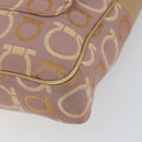Salvatore Ferragamo Gancini Shoulder Bag Canvas Purple Gold Auth 160696-10