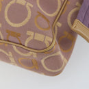 Salvatore Ferragamo Gancini Shoulder Bag Canvas Purple Gold Auth 160696-12