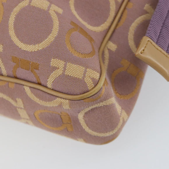 Salvatore Ferragamo Gancini Shoulder Bag Canvas Purple Gold Auth 160696