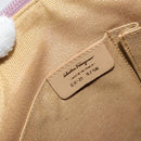 Salvatore Ferragamo Gancini Shoulder Bag Canvas Purple Gold Auth 160696-16