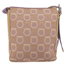 Salvatore Ferragamo Gancini Shoulder Bag Canvas Purple Gold Auth 160696-3