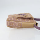 Salvatore Ferragamo Gancini Shoulder Bag Canvas Purple Gold Auth 160696-4
