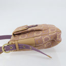 Salvatore Ferragamo Gancini Shoulder Bag Canvas Purple Gold Auth 160696-5