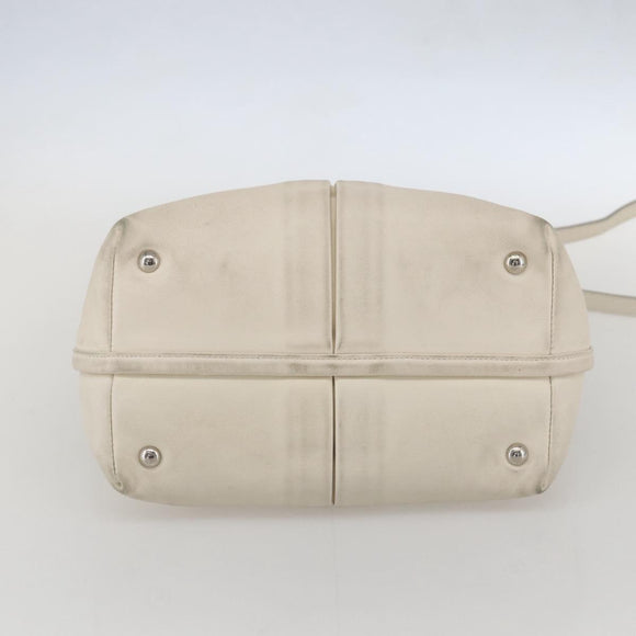 Salvatore Ferragamo Vala Hand Bag Leather 2way White Silver Auth 160697