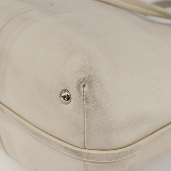 Salvatore Ferragamo Vala Hand Bag Leather 2way White Silver Auth 160697