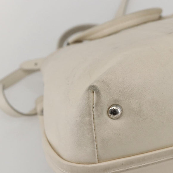 Salvatore Ferragamo Vala Hand Bag Leather 2way White Silver Auth 160697