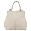 Salvatore Ferragamo Vala Hand Bag Leather 2way White Silver Auth 160697-2