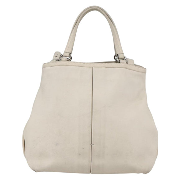 Salvatore Ferragamo Vala Hand Bag Leather 2way White Silver Auth 160697