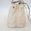 Salvatore Ferragamo Vala Hand Bag Leather 2way White Silver Auth 160697-3