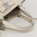 Salvatore Ferragamo Vala Hand Bag Leather 2way White Silver Auth 160697-7