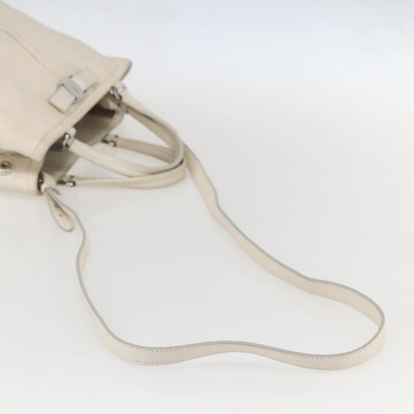 Salvatore Ferragamo Vala Hand Bag Leather 2way White Silver Auth 160697