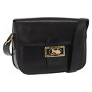 CELINE Shoulder Bag Leather Black Gold Auth 160698-1