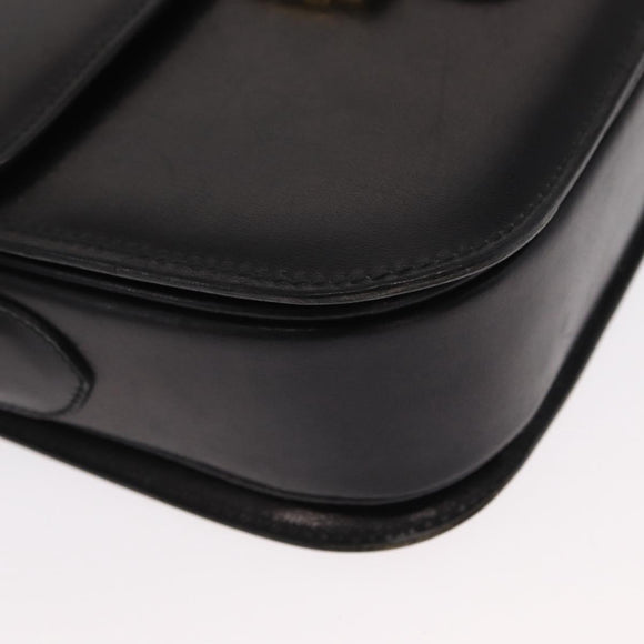 CELINE Shoulder Bag Leather Black Gold Auth 160698