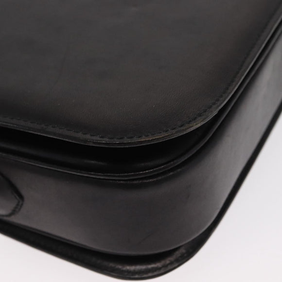 CELINE Shoulder Bag Leather Black Gold Auth 160698