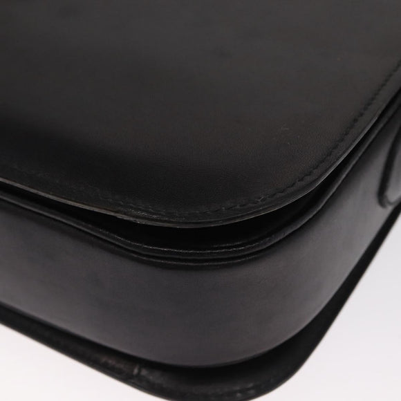 CELINE Shoulder Bag Leather Black Gold Auth 160698