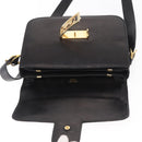 CELINE Shoulder Bag Leather Black Gold Auth 160698-16