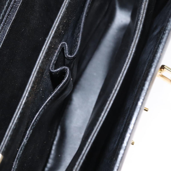 CELINE Shoulder Bag Leather Black Gold Auth 160698