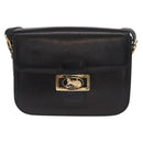 CELINE Shoulder Bag Leather Black Gold Auth 160698-2