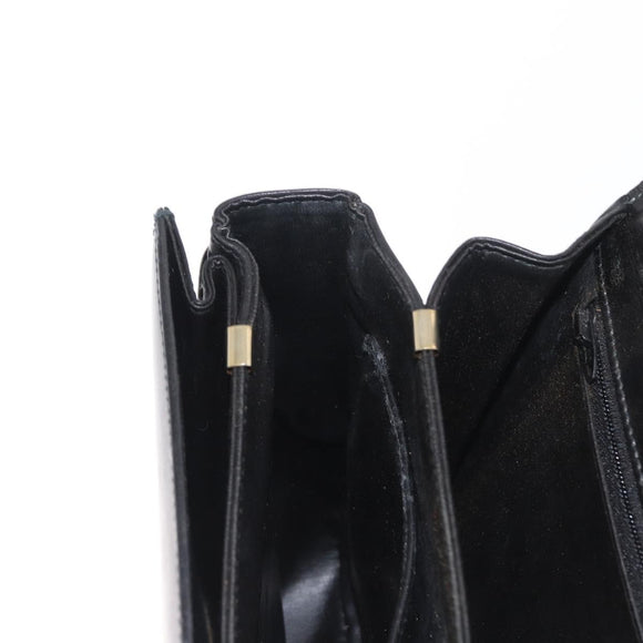 CELINE Shoulder Bag Leather Black Gold Auth 160698