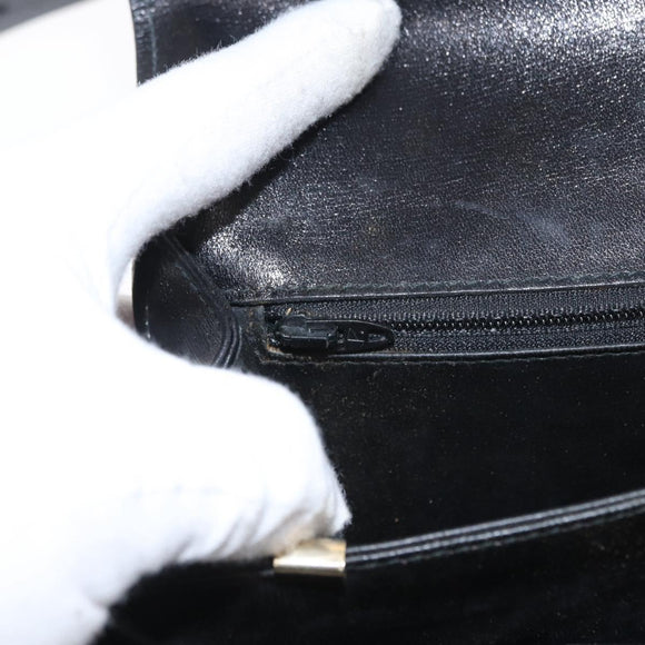 CELINE Shoulder Bag Leather Black Gold Auth 160698