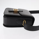 CELINE Shoulder Bag Leather Black Gold Auth 160698-4