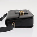 CELINE Shoulder Bag Leather Black Gold Auth 160698-5