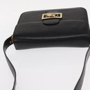 CELINE Shoulder Bag Leather Black Gold Auth 160698-6