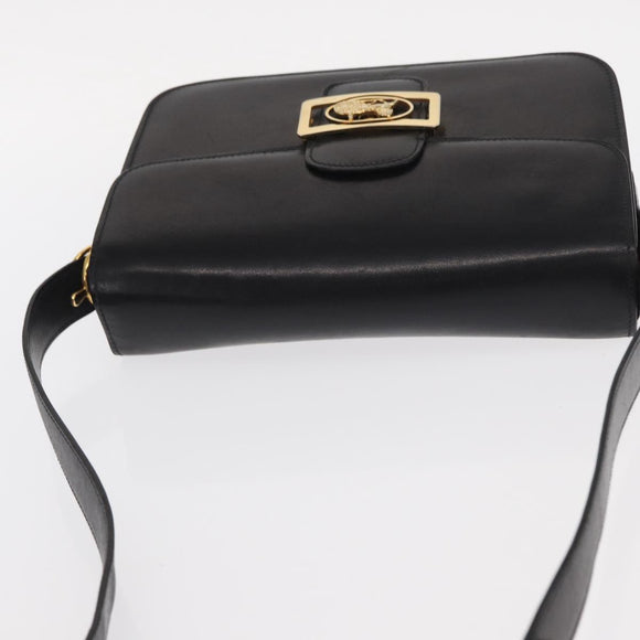CELINE Shoulder Bag Leather Black Gold Auth 160698