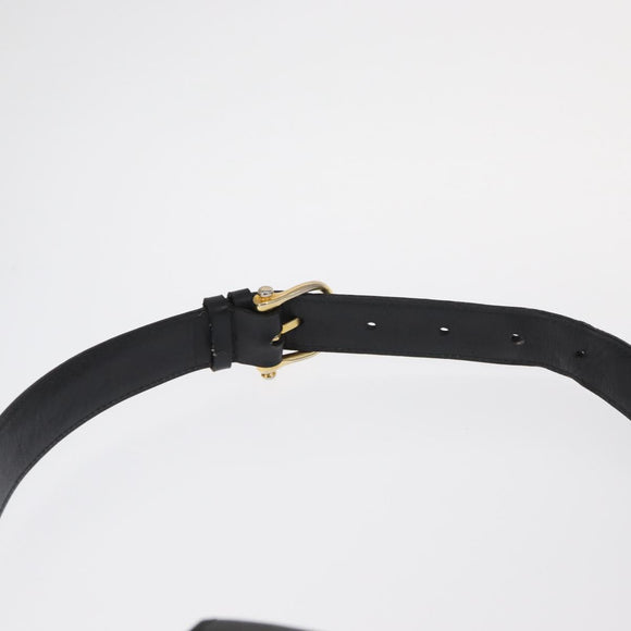 CELINE Shoulder Bag Leather Black Gold Auth 160698