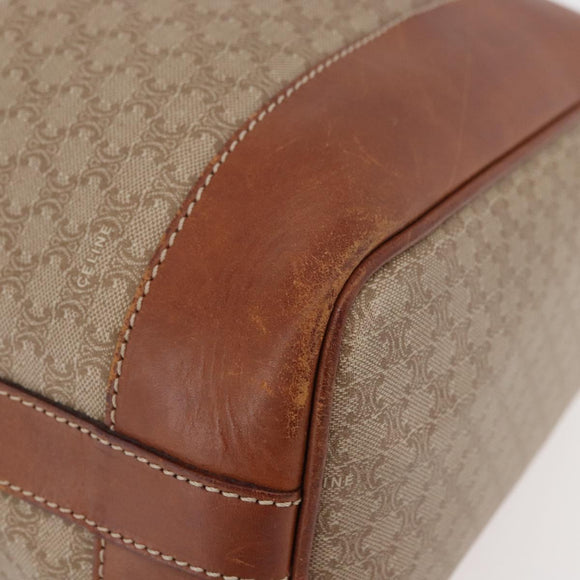 CELINE Macadam Canvas Shoulder Bag PVC Beige Gold Auth 160700