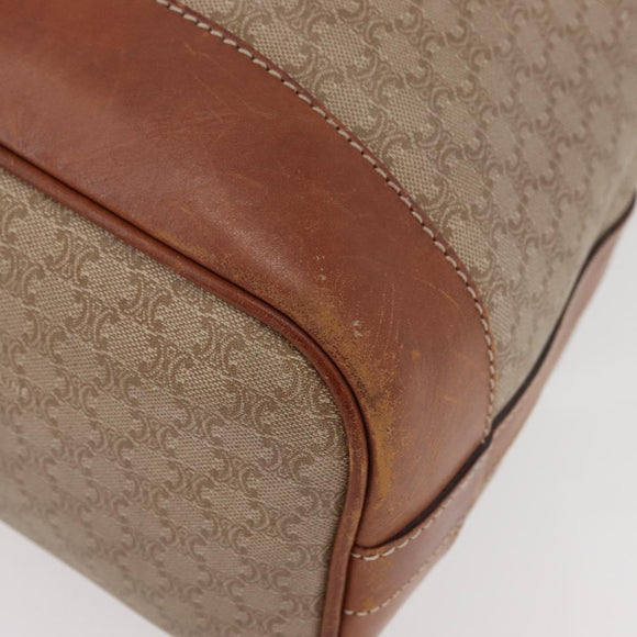 CELINE Macadam Canvas Shoulder Bag PVC Beige Gold Auth 160700