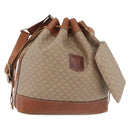 CELINE Macadam Canvas Shoulder Bag PVC Beige Gold Auth 160700-1