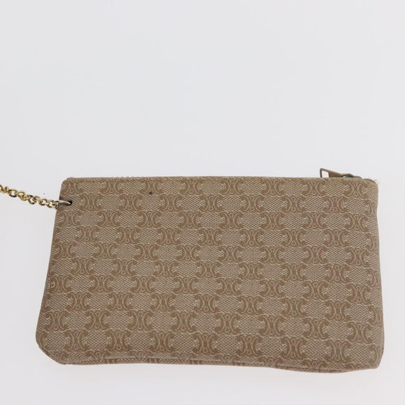 CELINE Macadam Canvas Shoulder Bag PVC Beige Gold Auth 160700