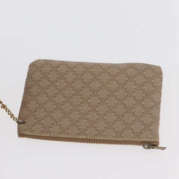 CELINE Macadam Canvas Shoulder Bag PVC Beige Gold Auth 160700