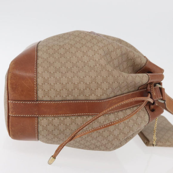 CELINE Macadam Canvas Shoulder Bag PVC Beige Gold Auth 160700