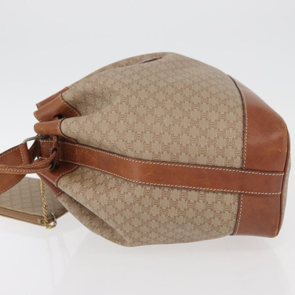 CELINE Macadam Canvas Shoulder Bag PVC Beige Gold Auth 160700