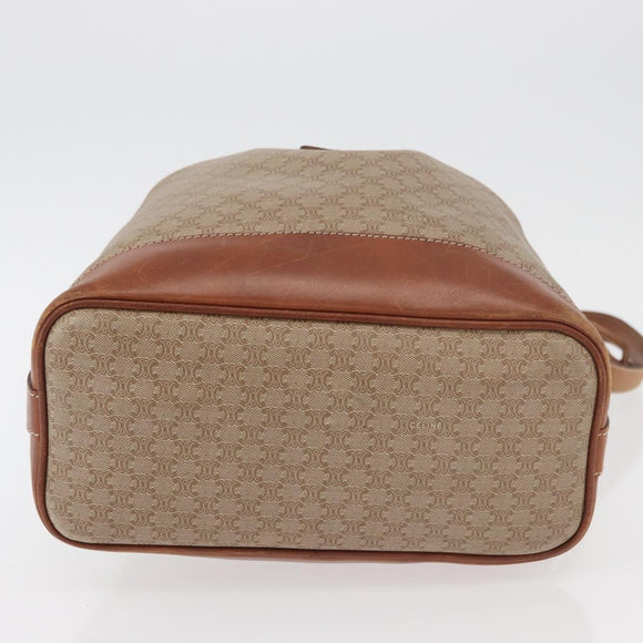 CELINE Macadam Canvas Shoulder Bag PVC Beige Gold Auth 160700