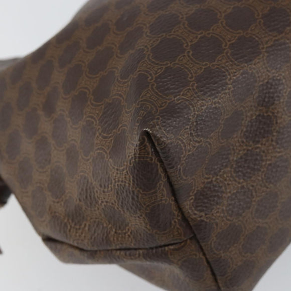 CELINE Macadam Canvas Clutch Bag PVC Leather Brown Gold Auth 160701