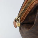 CELINE Macadam Canvas Clutch Bag PVC Leather Brown Gold Auth 160701-9