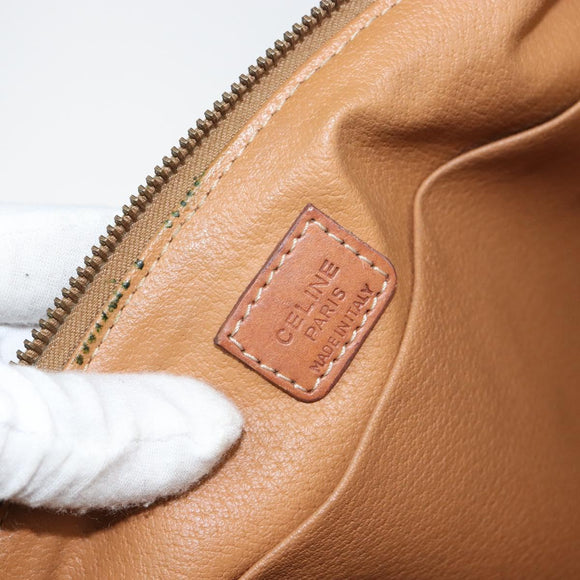 CELINE Macadam Canvas Clutch Bag PVC Leather Brown Gold Auth 160701