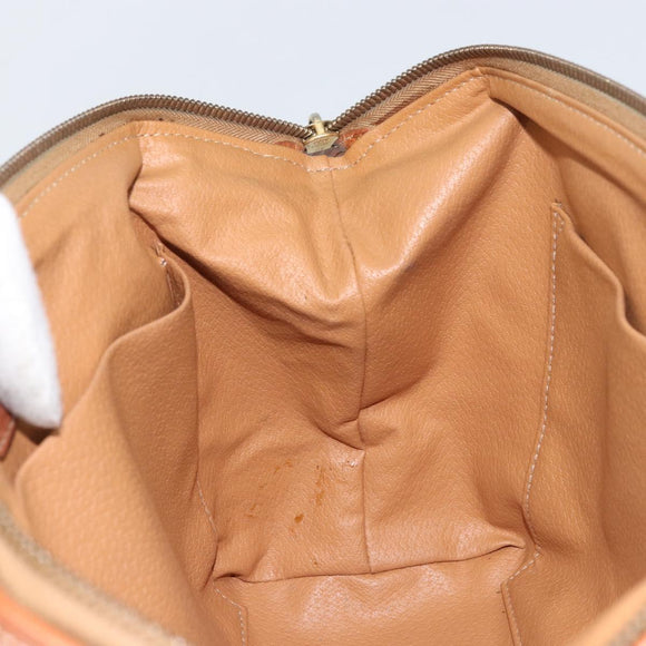 CELINE Macadam Canvas Clutch Bag PVC Leather Brown Gold Auth 160701